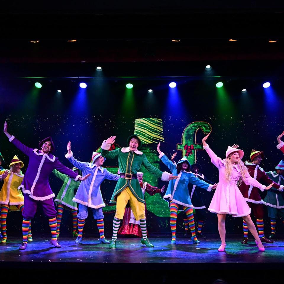 Photo of the cast of "Elf" performing at Broadway Palms.