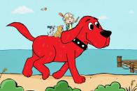 This image released by Scholastic Entertainment shows a scene from the reboot of "Clifford the Big Red Dog." The new show offers more diversity among the human characters and puts Clifford's beloved 7-year-old owner, Emily Elizabeth, front and center in his Birdwell Island adventures. (Scholastic Entertainment via AP)