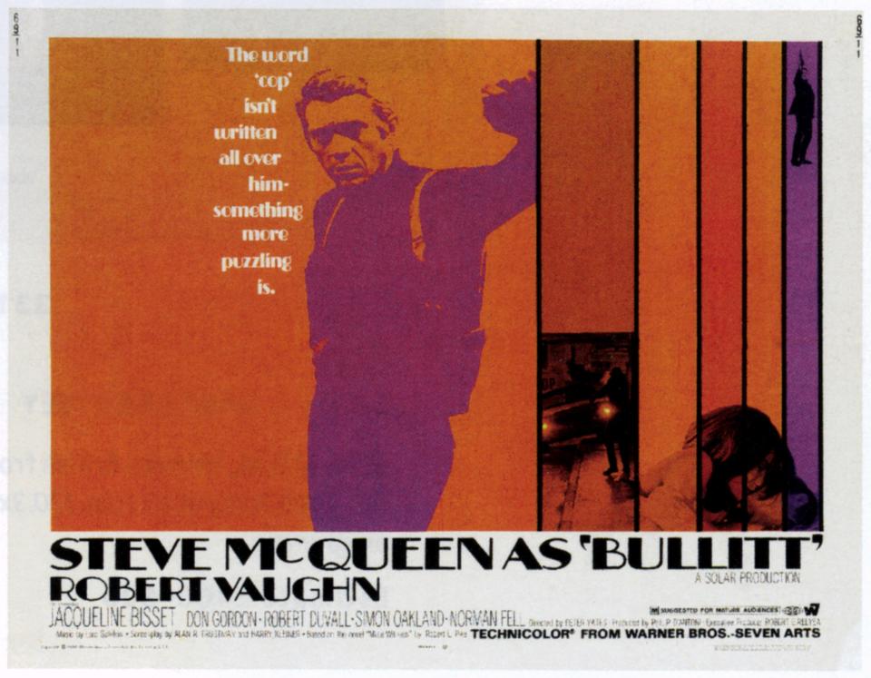 Bullitt, poster, Steve McQueen, 1968. (Photo by LMPC via Getty Images)