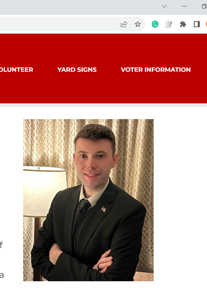 A screengrab of Derek Myers as pictured on his campaign website