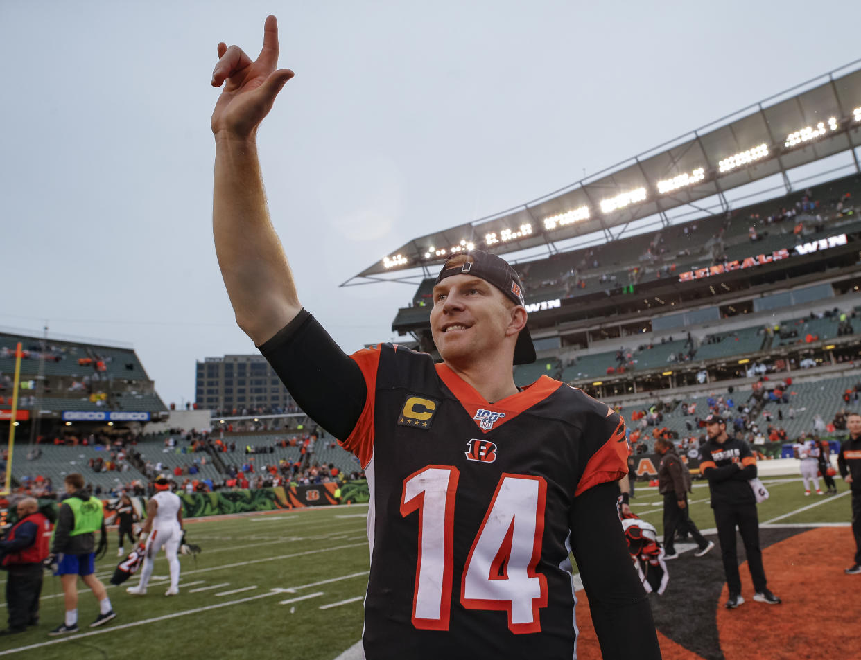 Andy Dalton bids farewell to Cincinnati. (Michael Hickey/Getty Images)