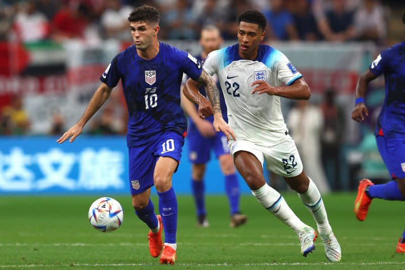 Christian Pulisic's (L) 28 goals are the sixth-most in the history of the United States Men's National Team, 29 behind leaders Clint Dempsey and Landon Donovan. File Photo by Chris Brunskill/UPI