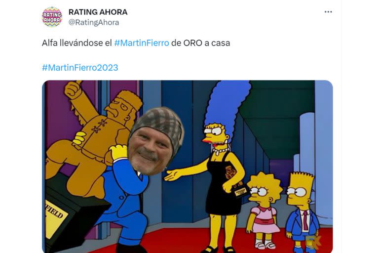 Uno de los memes por el Martín Fierro de Oro que se llevó Gran Hermano y levantó Walter 