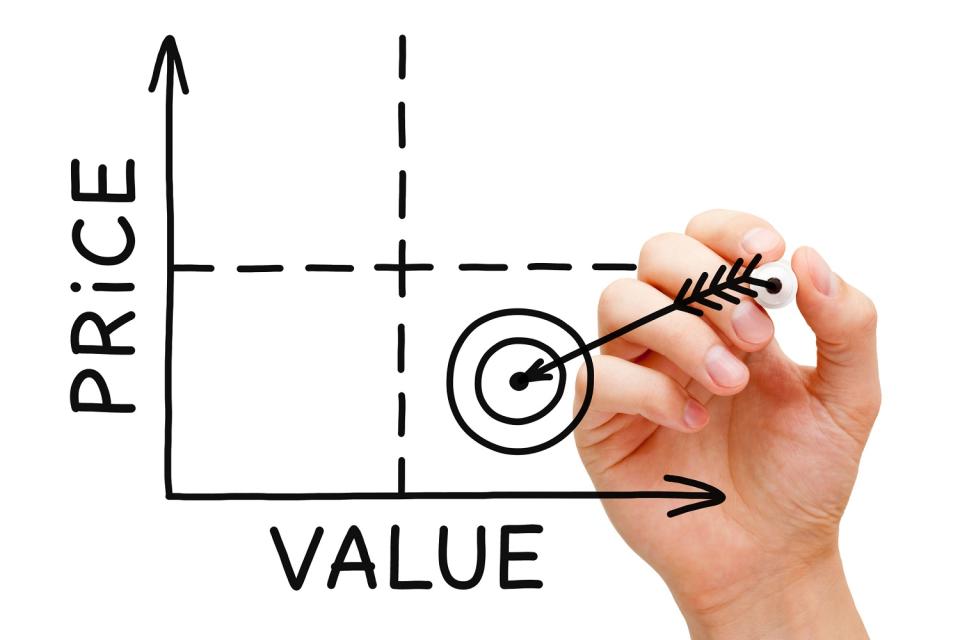 Hand drawing a table illustrating price and value.