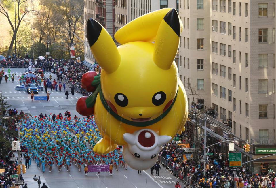 The Pikachu balloon at Thursday's Macy's Thanksgiving Day Parade: Carlo Allegri/Reuters