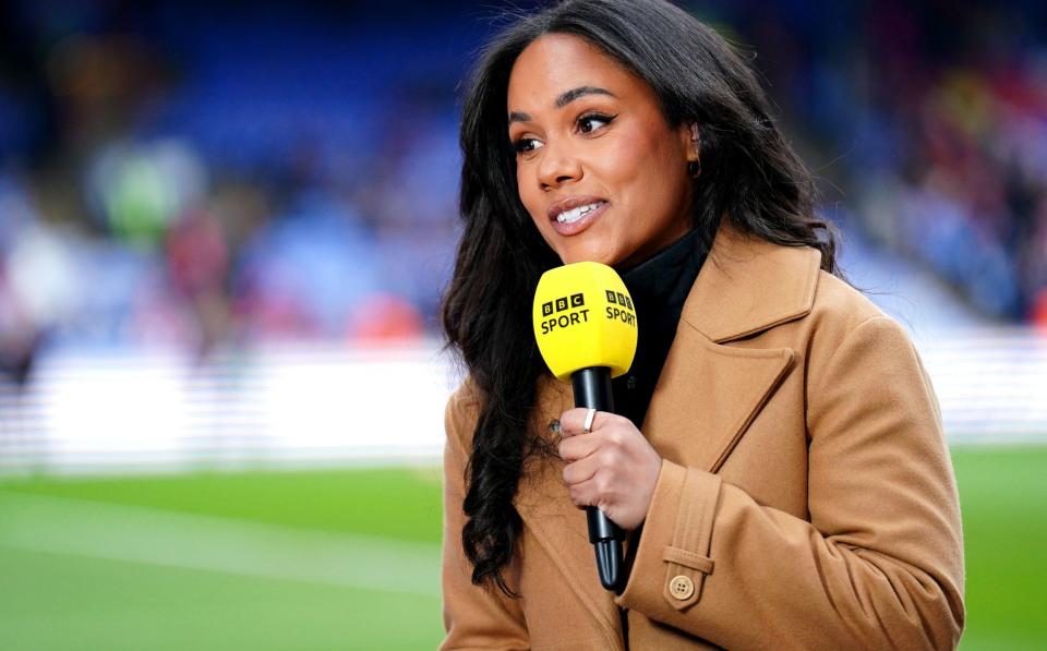 Alex Scott acting as a pundit for the BBC