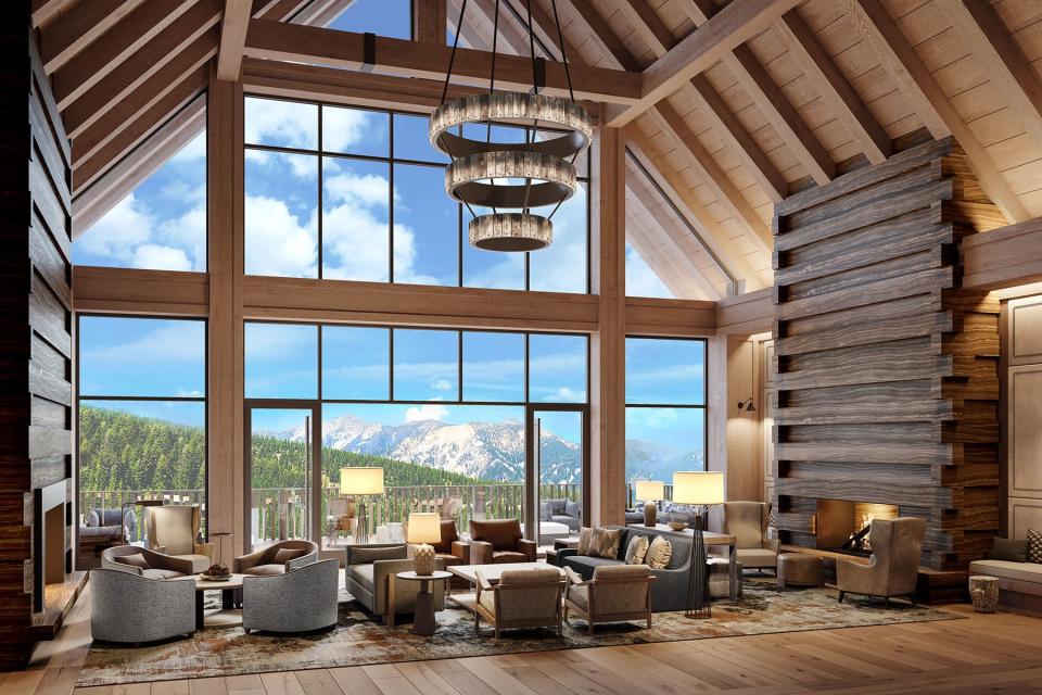 Interior of the living room at Montage Big Sky