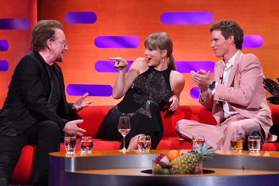 Bono, Swift and Redmayne on ‘The Graham Norton Show’ (PA)