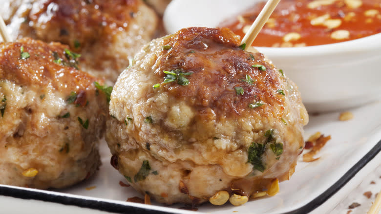 chicken meatballs with sauce