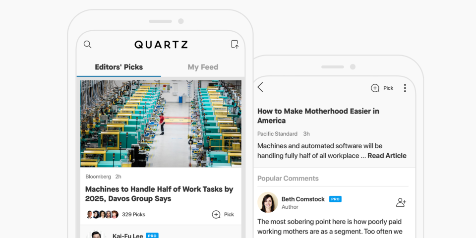 Quartz app Newspicks