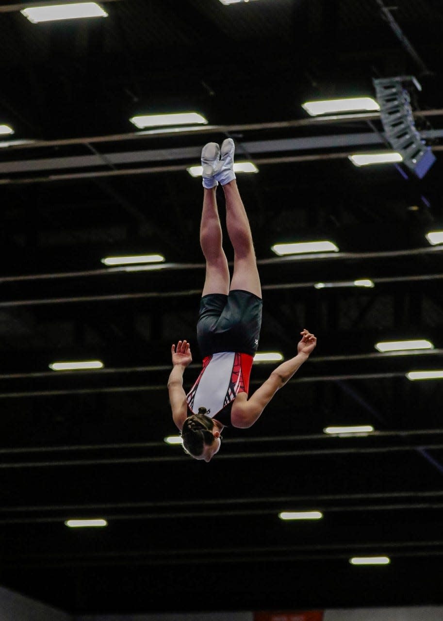 Orlando native and Olympic hopeful Tyrell King competes on the trampoline in the USTA National Championships at the RP Funding Center.