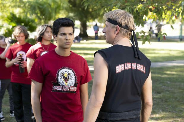 Xolo Maridueña as Miguel Diaz and William Zabka as Johnny Lawrence in "Cobra Kai"<p>Curtis Bonds Baker/Netflix</p>