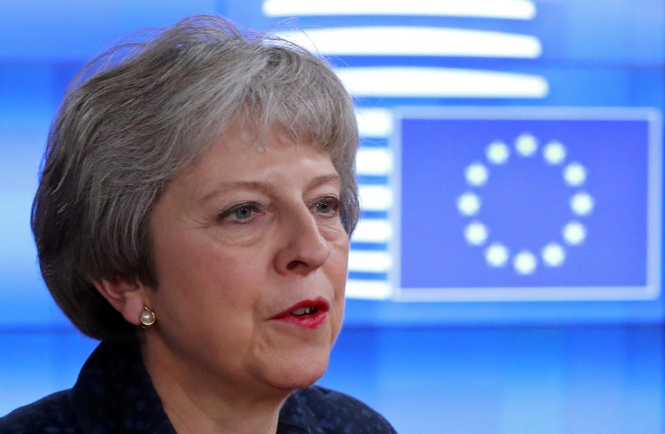 Theresa May arriving for eve-of-summit Brexit talks (Reuters)