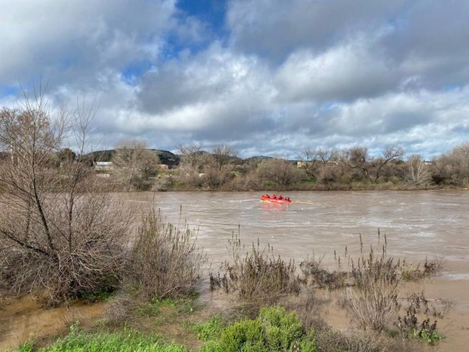 Paso Robles Fire and Emergency Services units rescued three people stranded on an island in the Salinas River on Monday morning, Feb. 19, 2024.