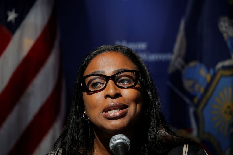 Rochester Mayor Lovely Warren speaks during a news in Rochester, New York