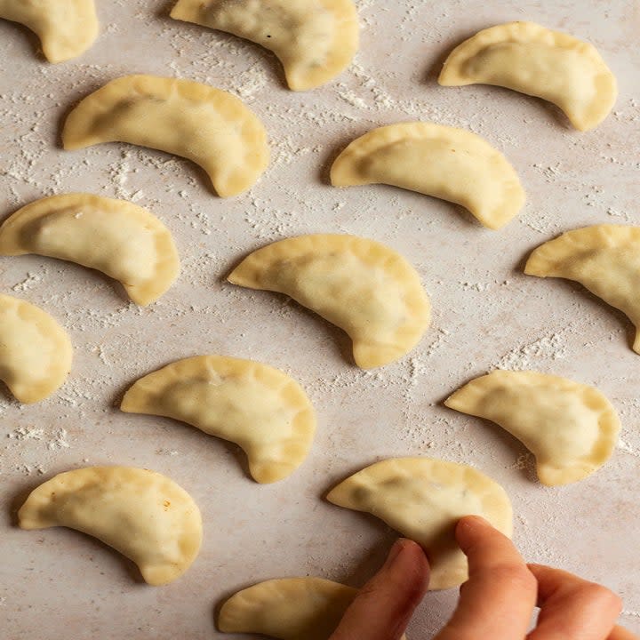 Pierogis filled with mushrooms and cabage.