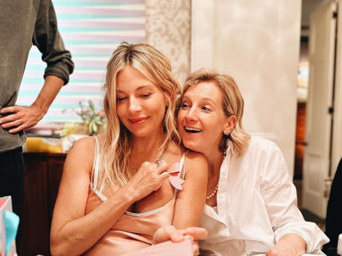 Sienna Miller at her baby shower with her sister Savannah (Savannah Miller/Instagram)