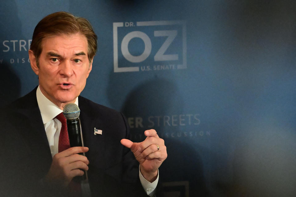 PHILADELPHIA, PA - OCTOBER 13: Republican U.S. Senate candidate Dr. Mehmet Oz hosts a safer streets community discussion at Galdos Catering and Entertainment on October 13, 2022 in Philadelphia, Pennsylvania. In the November general election, Oz faces Democratic Pennsylvania Senate nominee John Fetterman. (Photo by Mark Makela/Getty Images)