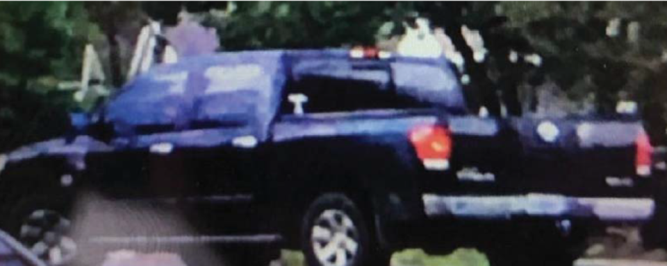 A neighbor, along with surveillance cameras, captured the shooter's vehicle. It was a black Nissan truck with a distinctive 