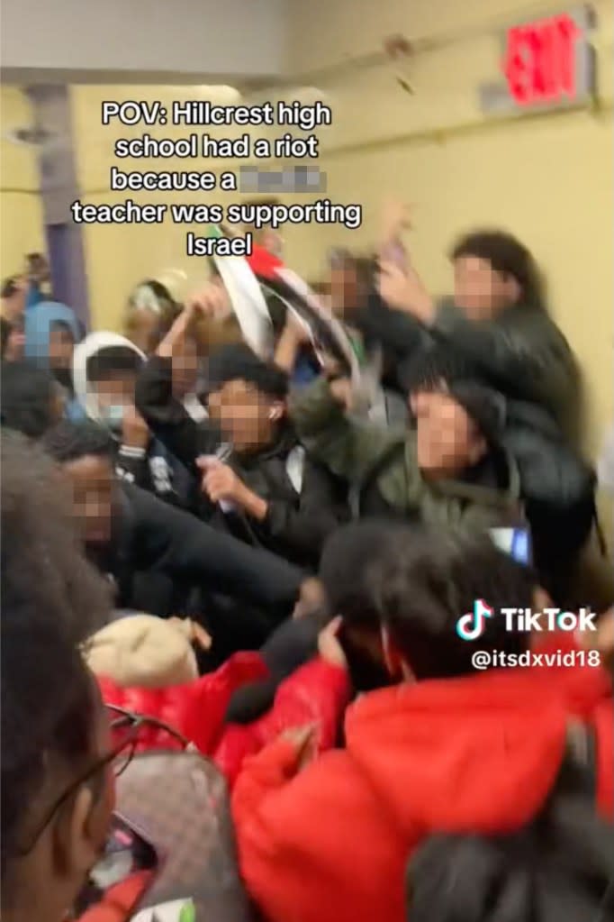 A riot in the halls of Hillcrest High School over a Jewish teacher supporting Israel. TikTok