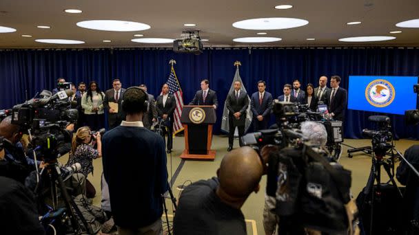 PHOTO: Drug Enforcement Administration Special Agent-in-Charge Frank Tarentino speaks during a press conference announcing arrests in a major gun trafficking case, Jan. 11, 2023 in New York City. (Angela Weiss/AFP via Getty Images)