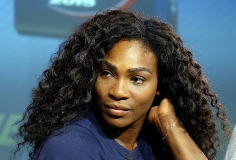 World number one Serena Williams of the US attends a press conference at the US National Tennis Center in New York on August 27, 2015