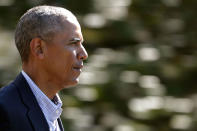 <p>President Barack Obama walks out of the White House before boarding Marine One and departing Aug. 23, 2016 in Washington. Obama is traveling to Baton Rouge, La., to survey historic flooding that has damaged more almost 70,000 homes and killed at least 13 people. (Photo: Chip Somodevilla/Getty Images) </p>