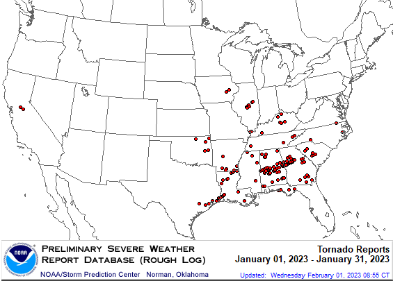 On Jan. 24, a tornado outbreak occurred from coastal Texas to the Florida Panhandle causing significant damage.