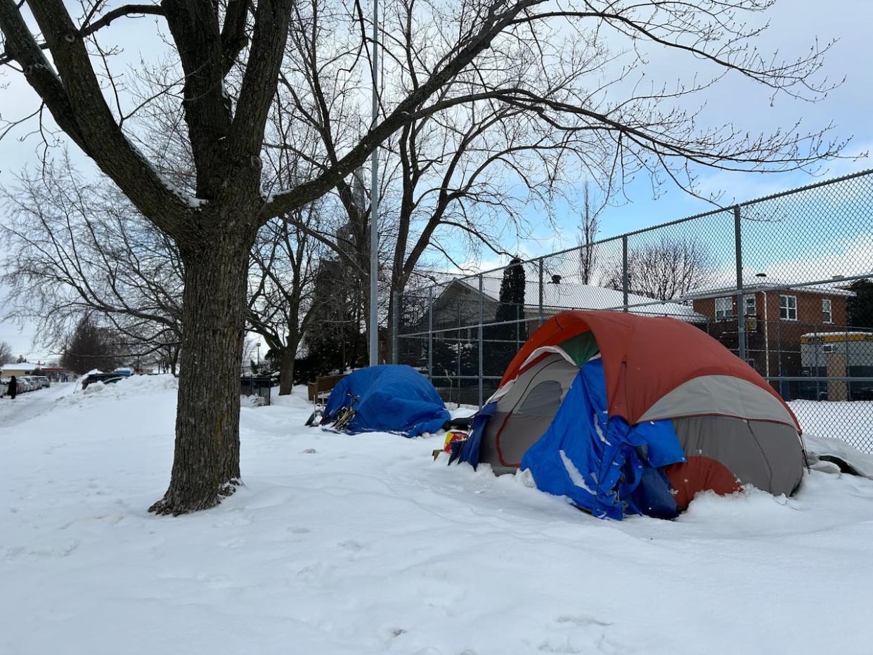 The city of Longueuil estimates that there are 16 homeless encampment sites on its territory.  (Rowan Kennedy/CBC - image credit)