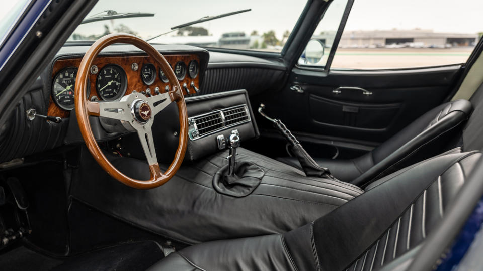 The interior of a 1968 Bizzarrini 5300 GT Strada Alloy.