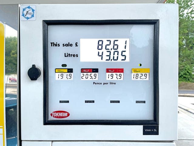 Fuel prices displayed at a Shell garage in Fontwell, West Sussex 