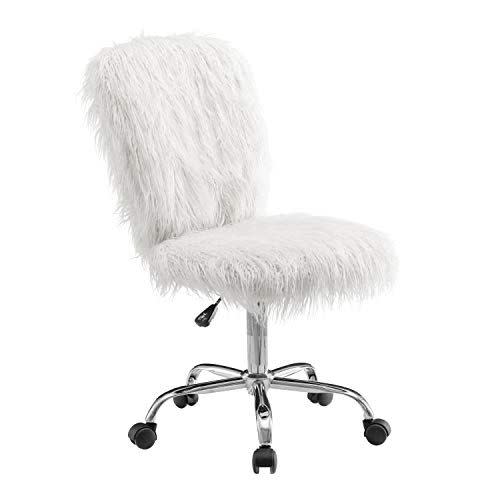 Linon  Cora Faux Flokati Armless Office Chair