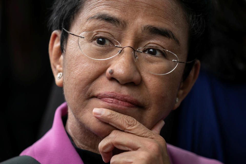 Rappler CEO and Nobel Laureate Maria Ressa faces the press after a Manila court acquitted her from a tax evasion case, outside the Court of Tax Appeals in Quezon City, Philippines, January 18, 2023. REUTERS/Eloisa Lopez