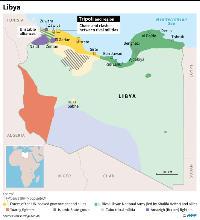 Map showing areas of control in Libya on September 4