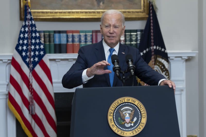 Less than a day after the United Auto Workers union began striking for higher wages and more benefits, U.S. President Joe Biden weighed in, saying on Friday that he understood "workers' frustration" in the face of automakers' recent profits.
Photo by Chris Kleponis /UPI