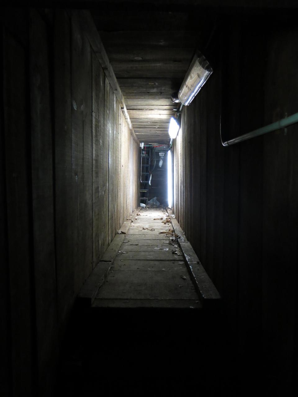 An interconnected tunnel in the city's drainage system that infamous drug boss Joaquin Guzman Loera, "El Chapo" used to evade authorities is shown, in the city of Culiacan, Mexico, Sunday Feb. 23, 2014. A day after troops narrowly missed infamous Guzman in Culiacan, one of his top aides was arrested. Officials said he told investigators that he picked up Guzman from a drainage pipe and helped him flee to Mazatlan but a wiretap being monitored by ICE agents in southern Arizona provided the final clue that led to the arrest of one of the worst most wanted men. (AP Photo/Adriana Gomez)