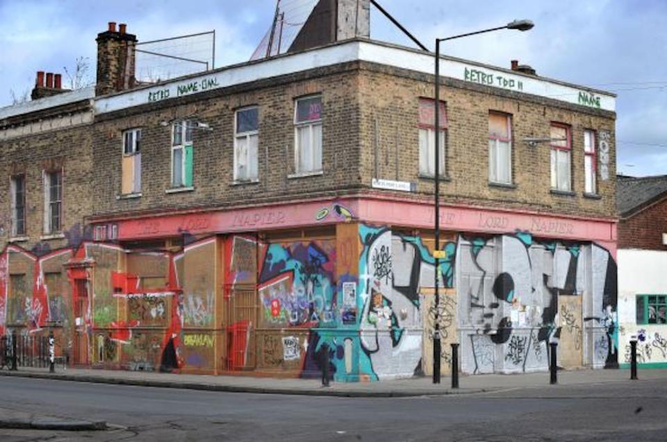 A general view of the Lord Napier former public house, in Hackney Wick, east London. Photo: Ian Nicholson/PA