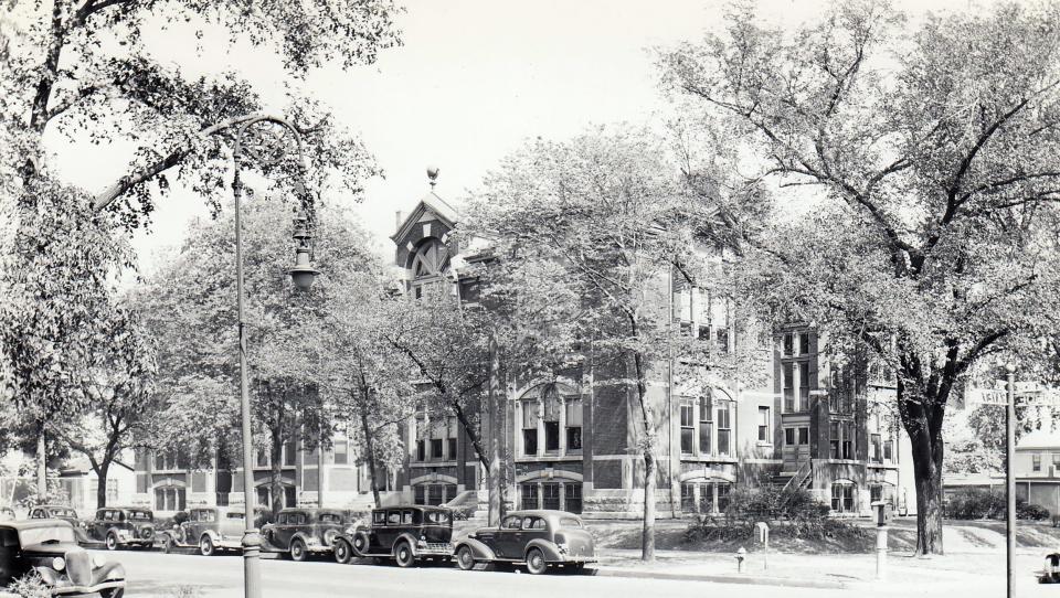 The old Peoria High School building at 300 NE Monroe St. in Peoria was torn down to make way for what became Interstate 74.