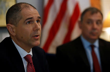 U.S. Assistant Secretary of State of the Bureau of Consular Affairs Carl Risch speaks during a news conference in Phnom Penh, Cambodia February 9, 2018. REUTERS/Samrang Pring