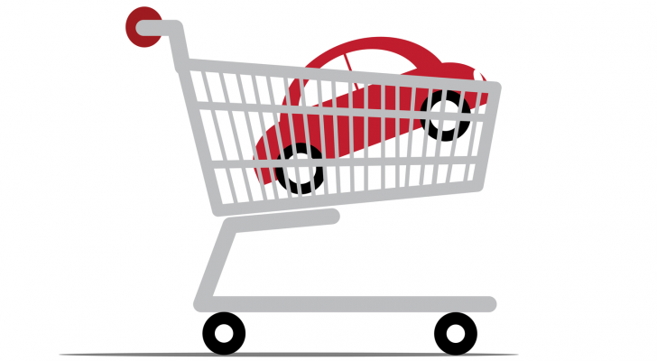 An image of a car in a shopping cart
