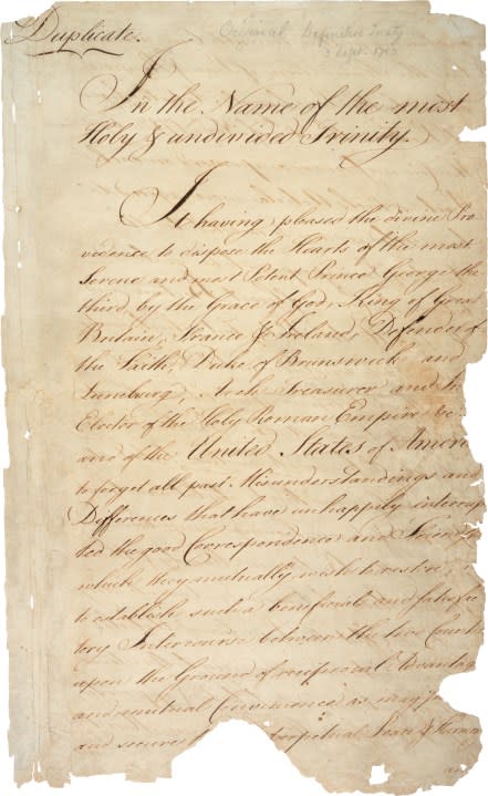 First page of the Treaty of Paris (National Archives)