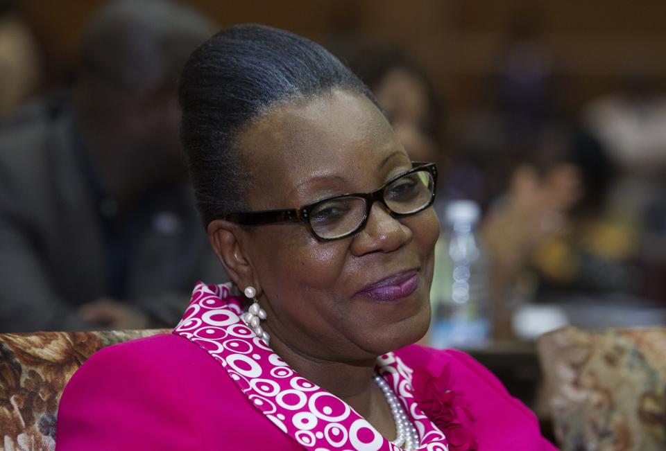 Samba-Panza smiles after she was elected as Central African Republic's interim president at the national assembly in Bangui