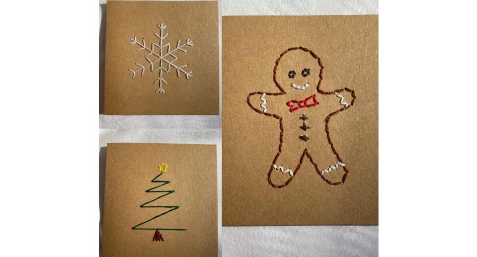 Stitched Christmas Card Kit - Craft Card (bthemaker/Etsy)