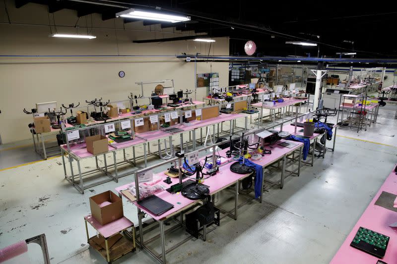 A general view shows empty work space at NDP Technology after female employees stayed away from work during the "Day without women" protest, as part of the escalation of historic protests against gender violence, in Ciudad Juarez