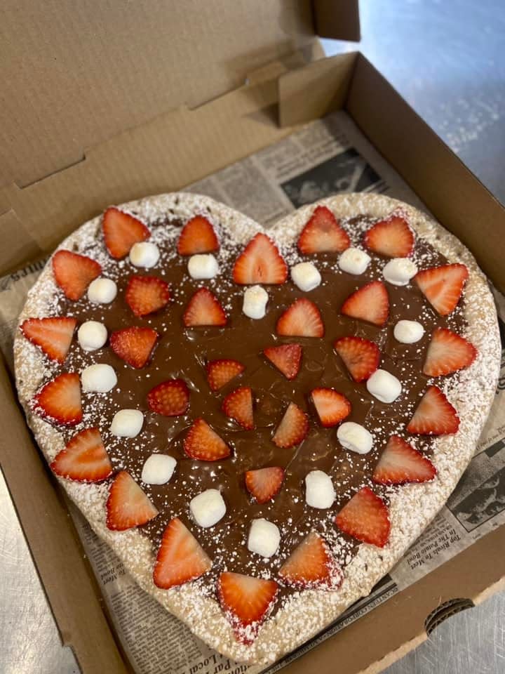 Dessert heart pizza from Peppino's Pizza