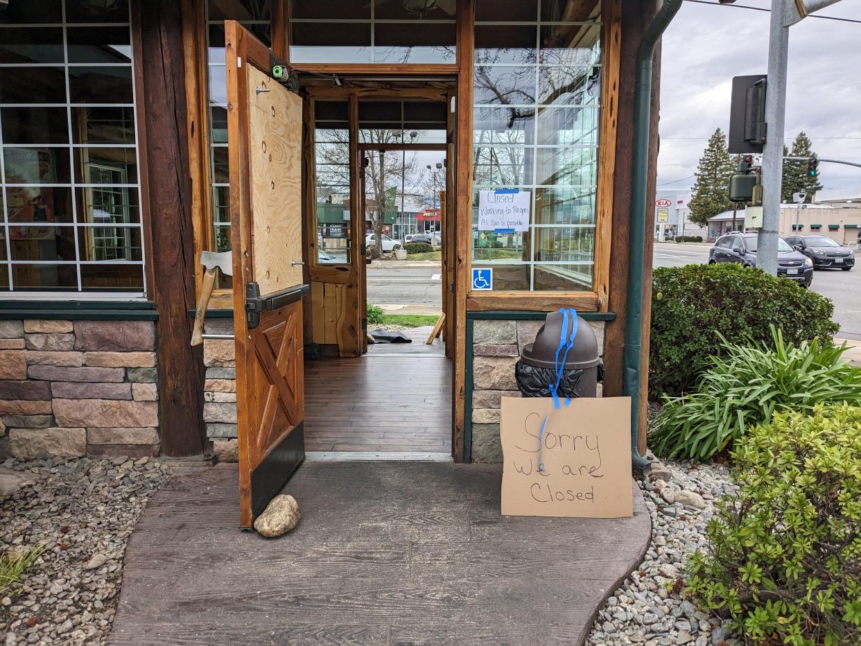 Lumberjacks restaurant in Redding was closed on Saturday morning, Feb. 4, 2023, after a griddle caught fire late Friday night.