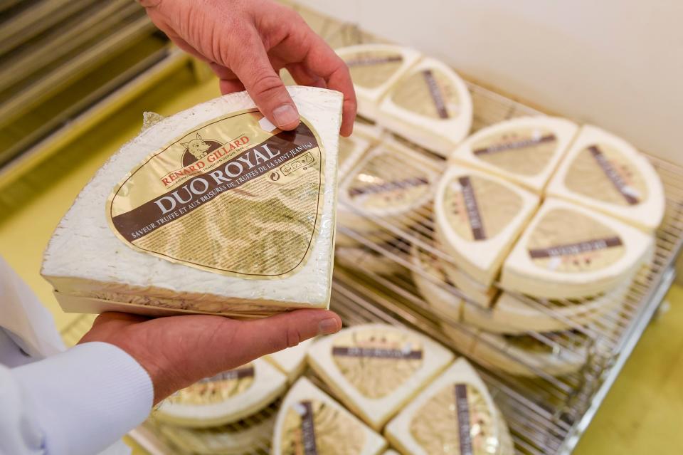 A piece of Brie de Meaux at the Donge cheese factory in Cousance-les-Triconville, northeastern France. French cheeses face some of the highest tariffs if the UK fails to agree a trade deal with the EU. Photo: Jean-Christophe Verhaegen/AFP via Getty