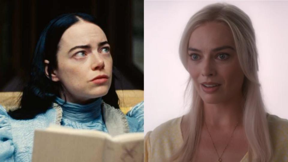 Emma Stone in Poor Things and Margot Robbie in Barbie