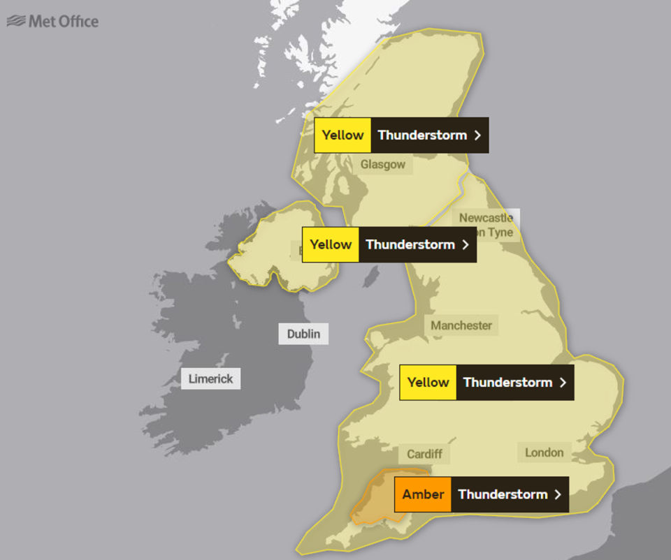 Met Office weather warnings are in place for much of the country (Met Office)