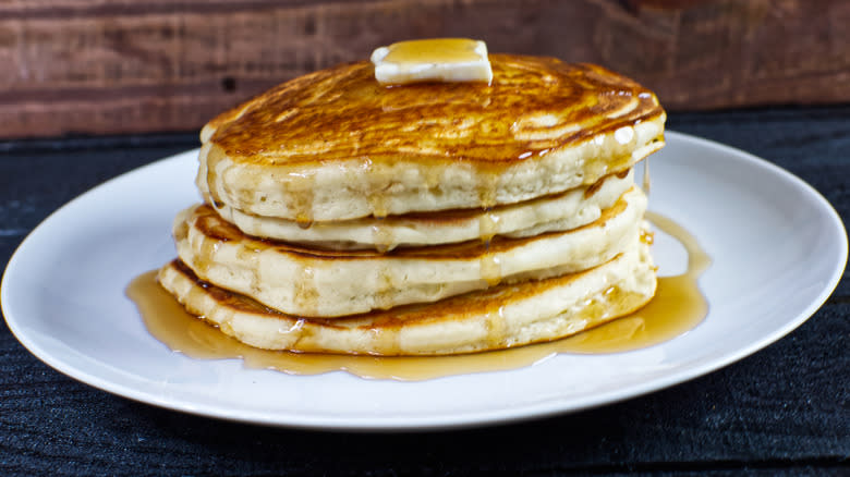 Stack of pancakes on plate